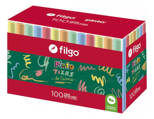 Filgo Tizas Pinto Combo X200 (100 Blancas + 100 De Colores) 1