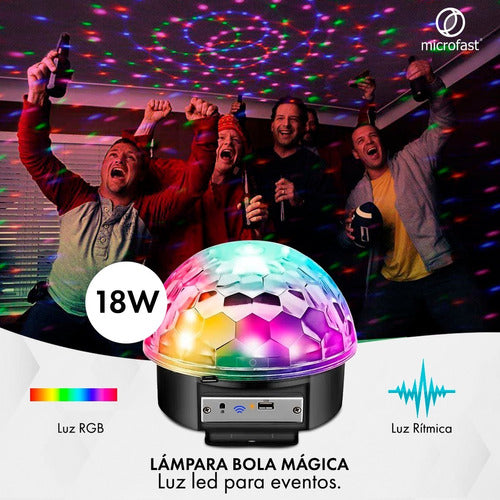 Bola Luz Led Rgb Rítmica Parlante Usb Mp3 Bluetooth 10w 4