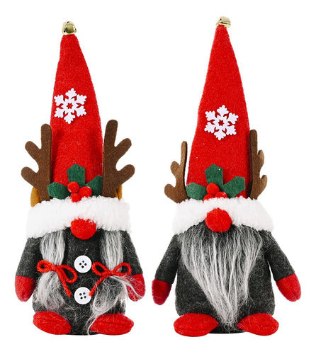 WUWEOT Christmas Reindeer Gnome Set of 2, Plush Holiday Decor 0