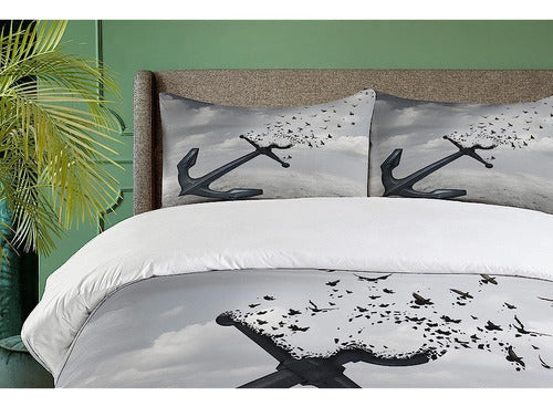 Ambesonne Birds Duvet Cover Set, Anchor Se Convierte En Un G 2