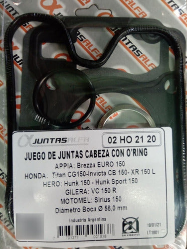 Alfa Juntas Cabeza De Cilindros Appia Brezza Euro 150 Bmd Motos 1