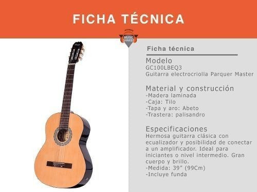 Parquer Electroacoustic Classical Guitar Master Eq Cuota 1