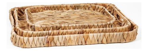 El Brujo Set of 3 Wicker Trays with Handles 0