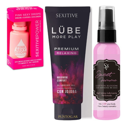 Sexitive Kit Femenino Lubricante 130ml + Gel 75ml + Gotas 0