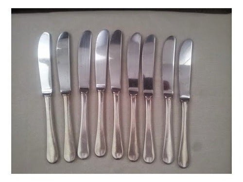 9 Cuchillos Acero Inox Y Mango Bañado En Plata Italianos 0