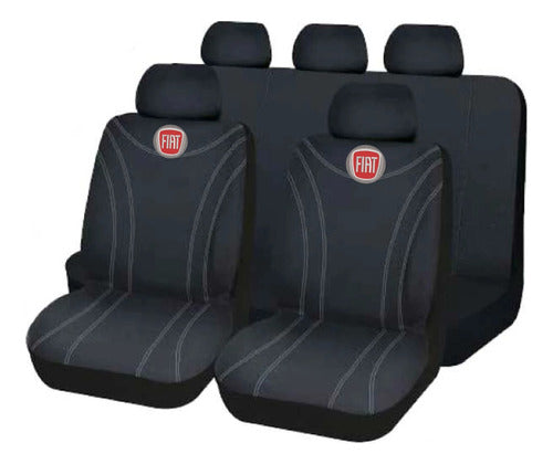 Fiat Cubreasiento Funda Tela Negro Logo Bordado Promo 0