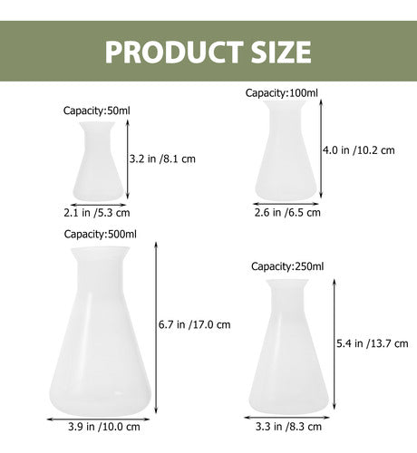 Frasco Cônico De Laboratório Erlenmeyer Flask 4 Unidades 7