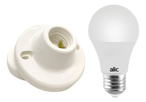 Borome Receptáculo Floron Black or White + Alic LED Lamp 12W/14W 0