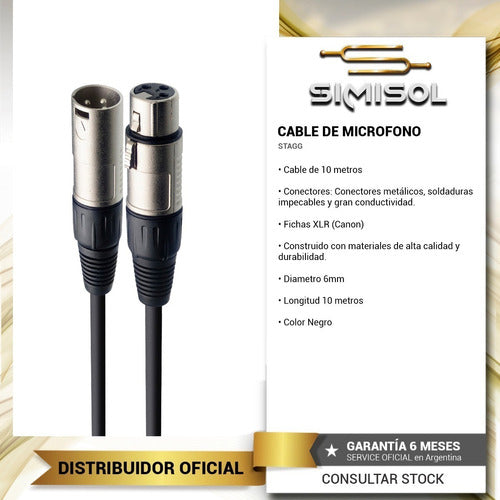 Stagg XLR Microphone Cable (Canon) 1 Meter - SMC1 1