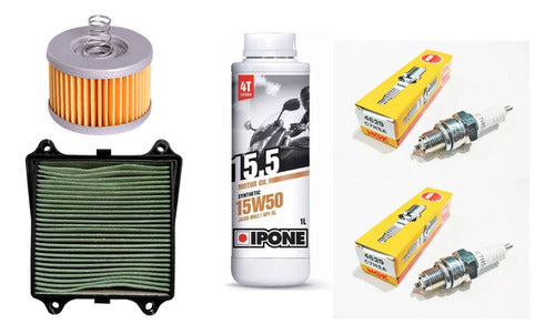 Ipone Oil Service Kit + NGK Spark Plugs for Bajaj Rouser 160 NS 0