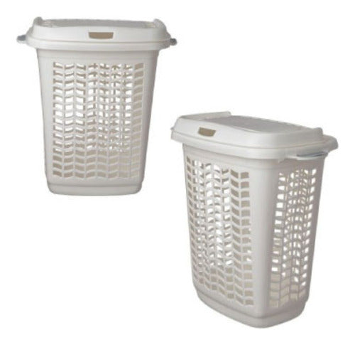 Laundry Basket with Lid Plastic Rectangular Hamper for Bathroom and Laundry Room 4