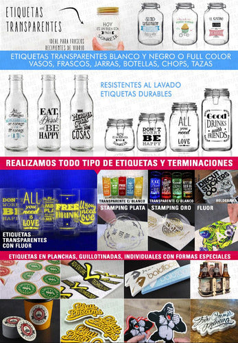 55 Etiquetas Autoadhesivas Botellas Frascos Personalizadas D 1