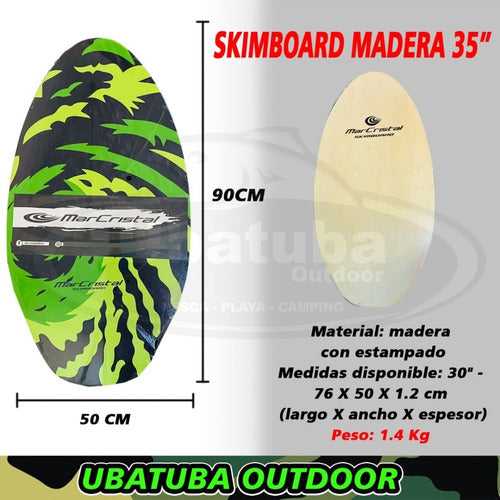 Wood Skimboard 35" Wave Rider for Sea or Lagoon Surfing 1