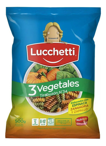 Lucchetti Pack Fideos 3 Vegetales Tirabuzón 500g X 15u. 0