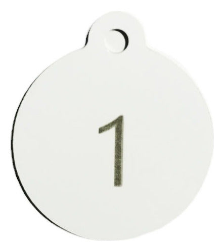 Luna Accesorios White Aluminum Tags Engraved Numbers 1 to 10 0