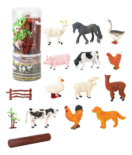 Farm Ranch Animals Set of 12 Animals + Rubber Tree 0