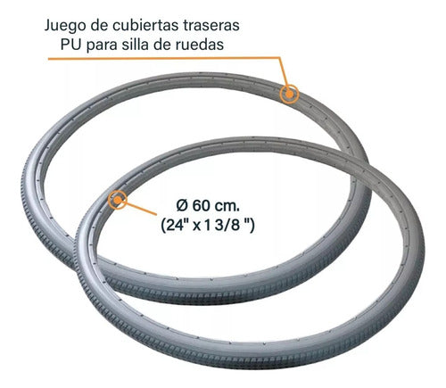 Par De Cubiertas Traseras Macizas 60cm Para Silla De Ruedas 2