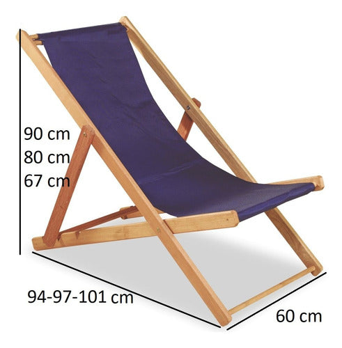 Ecomadera Folding Lounger Set of 2 with Garden Canvas 1