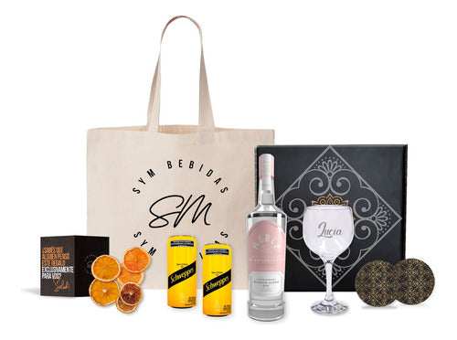 Merle Gin Kit 750ml with Engraved Glass + Schweppes Tonic Water 0