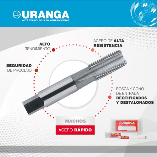 Uranga NPT Taper Tap 3/8 x 18 High-Speed Steel Straight Slot 2