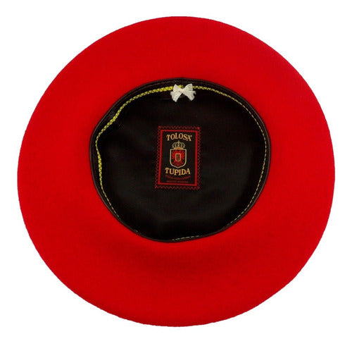 Tolosa Red Pure Wool Beret High-Quality Crespo 1