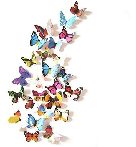 Amaonm® 19 Pcs Extraíble Diy Pvc 3d Mariposa Colorida Pegati 0