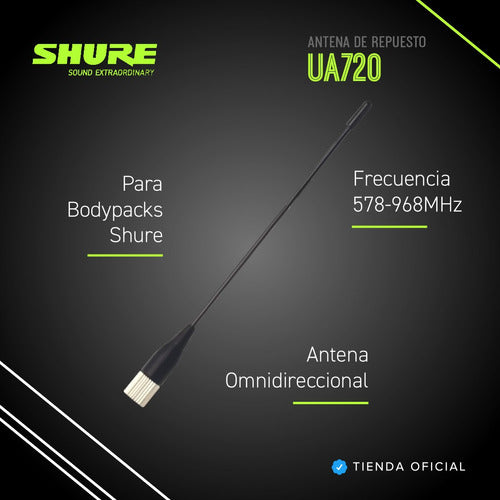 Shure UA720 Replacement Antenna 578 - 968 MHz For Bodypack 1