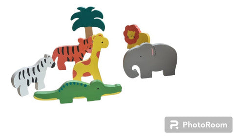 Mis Juguetes Jungle Animal Set - 6 Painted Wooden Figures 1