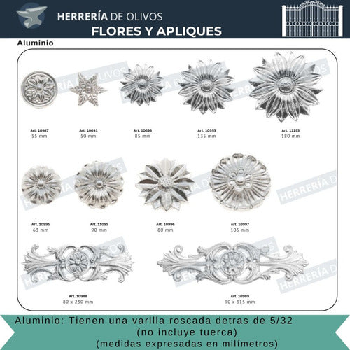 HERRERIA DE OLIVOS Flower Decorative Aluminum Wall Plate 80mm - 1 Unit 2