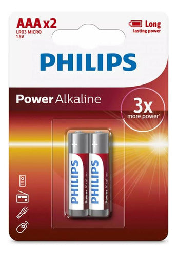 Philips 2 AAA Alkaline Batteries LR03 1.5V - Mini Isamilma 0