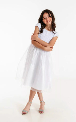 El Baúl de Emma Communion Party Dress for Girls with Lace 0