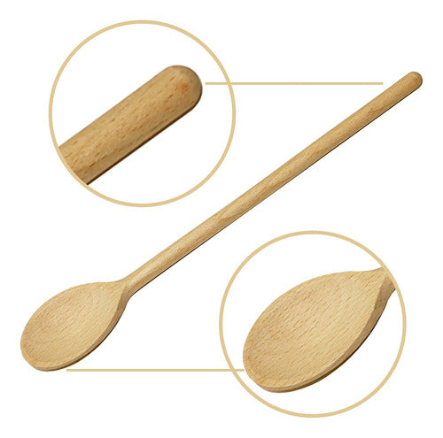 12inch Long Handle Wooden Cooking Mixing Oval Spoons Beechwo 2