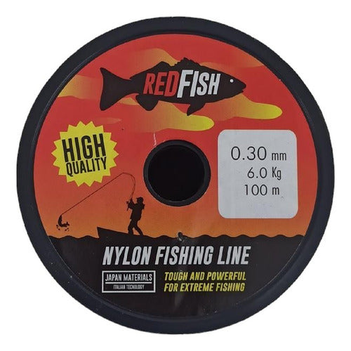 Nylon Fishing Line 100m Roll 0.30mm Red Fish Ideal for Pejerrey 1