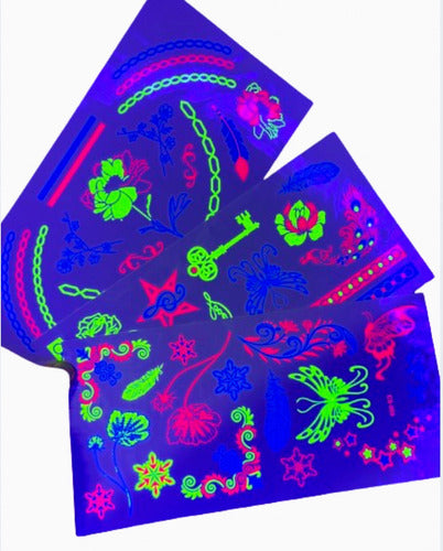 Neon Temporary Tattoos Set of 5 Sheets 1