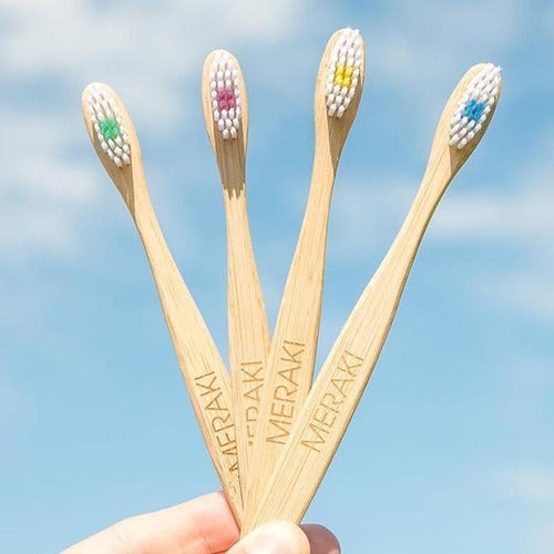 Meraki Biodegradable Bamboo Toothbrush Pack of 3 1