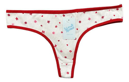 Nuevas Mujeres Pack of 12 Low Rise Printed Cotton Thongs 2