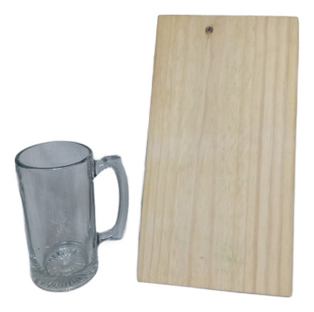 Combo Tabla Madera Picadas Asado + Chopp Vidrio 1