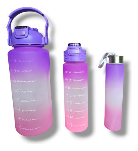 Set of 3 Motivational Sports Water Bottles with Time Tracker 58