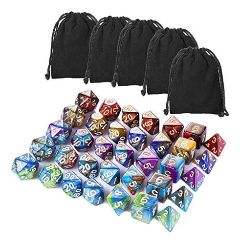 Ciaraq Polyhedral Dice Set (35 Pieces) with Black Bags 1