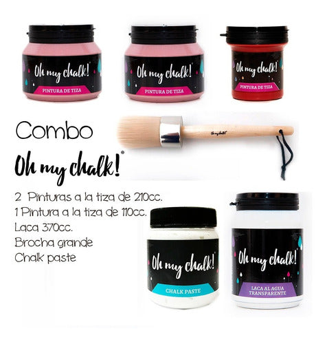 Oh My Chalk! Combo Omc: 3 Pintus+1brocha+1 Laca+1 Chalk P 1