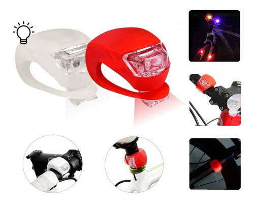 Timalo Silicone LED Bicycle Light Kit White + Red Batteries Included 1