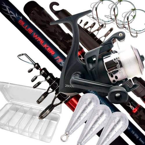 Okuma Combo Kit Pesca Reel Caña Caja Super Completa Expertos 0