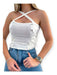 Crossed Short Top with Front Lace Detail at Neckline 4
