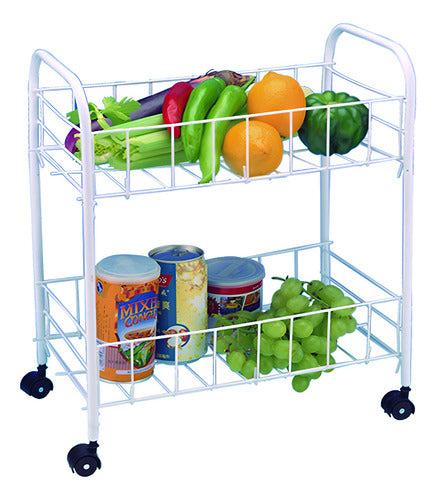 LNF Vegetable Cart Iron White 2 Baskets 42x22x34 - MOOREDC-34 0