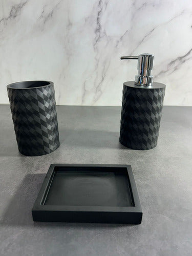 Brooklyn Black Bathroom Set X3 - Dispenser, Soap Dish & Toothbrush Holder 1