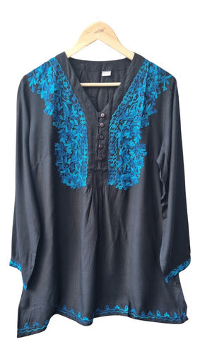 Embroidered Kashmir Buttoned Wide Indian Blouse 24