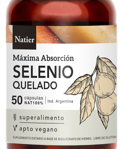 Natier X2 Organic Selenium Chelated Vegan Supplement X 50 Capsules 2