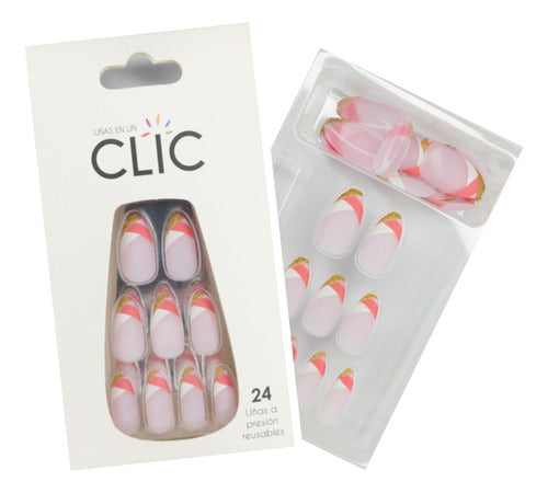 Clic Press On Almond Pink Love Nails - 24 Units 4