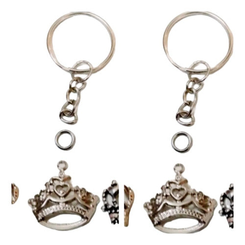 45 Llaveros +corona Tiara Metal 2.5 Cm Para Armar  Souvenirs 0