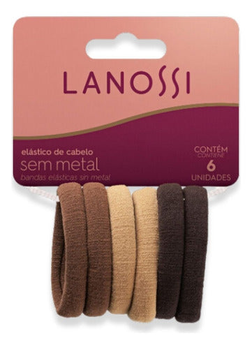 Kit 6 Elásticos De Cabelo Sem Metal Capuccino Lanossi Ls2507 0